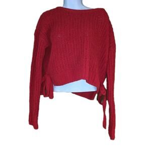 NWOT Candie's Red Chunky Knit Sweater Top W/side Ties. Sz M. Y2K